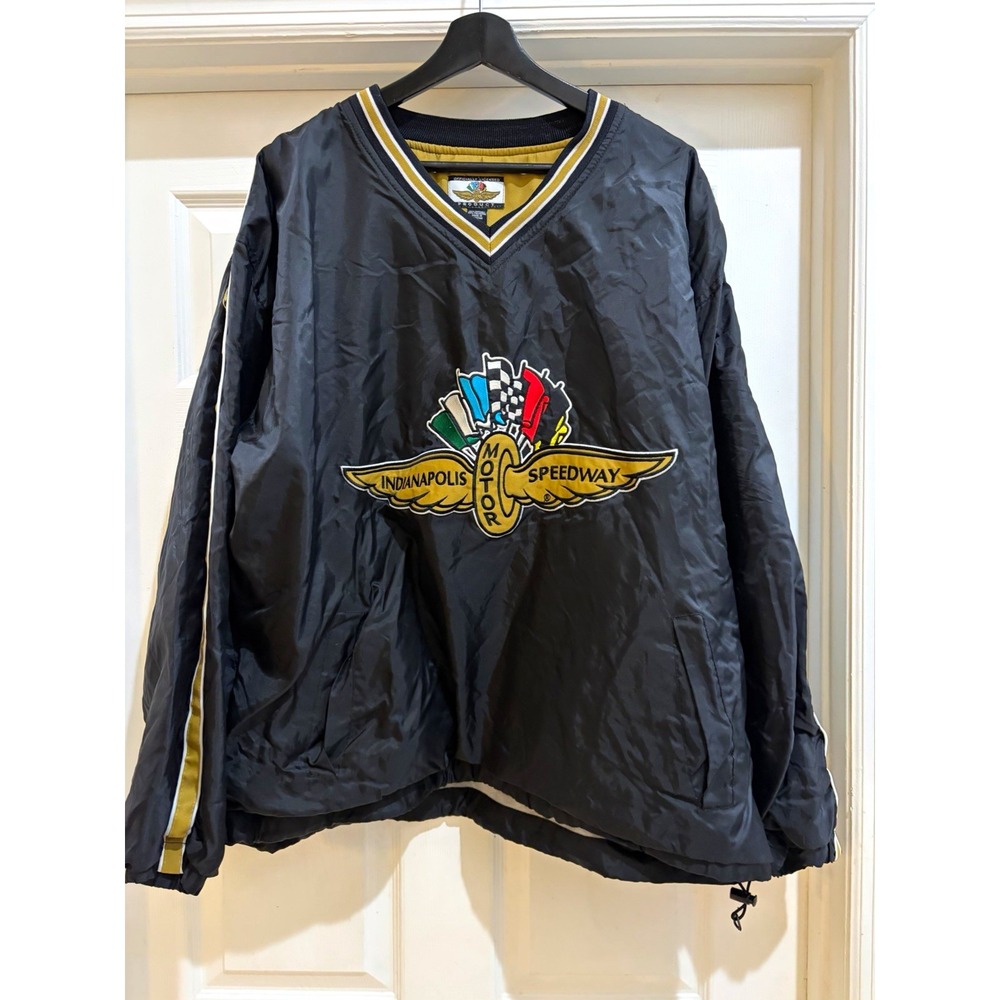 Indianapolis Motor Speedway IMS Pullover Windbreaker Jacket Black/Gold XL